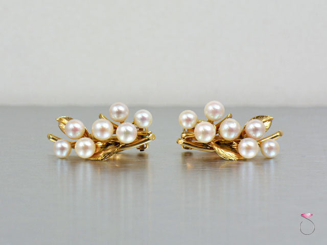 Ming's Hawaii White Akoya Pearls Clip Earrings in 14K yellow gold