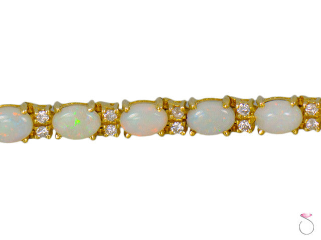 Fire Opal Diamond 1.00ctw Tennis Bracelet 6.5in 14K