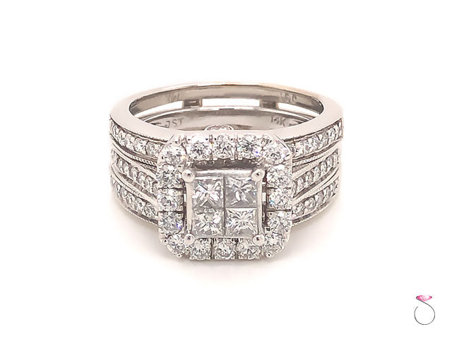 Diamond Engagement Ring with Matching Ring Jacket- 14k White Gold