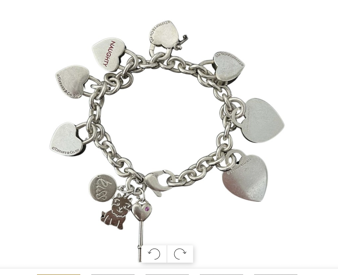 Tiffany and Co. 7 Heart Charm Bracelet Sterling Silver