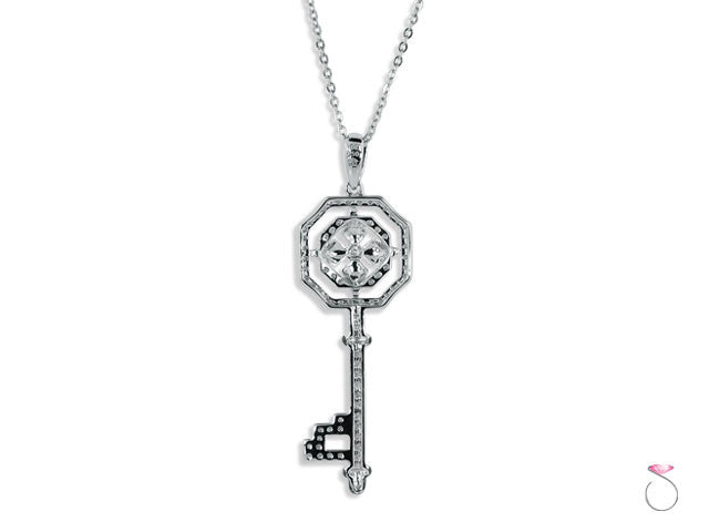 White Gold Key Pendant Online Sale Hawaii - Back view