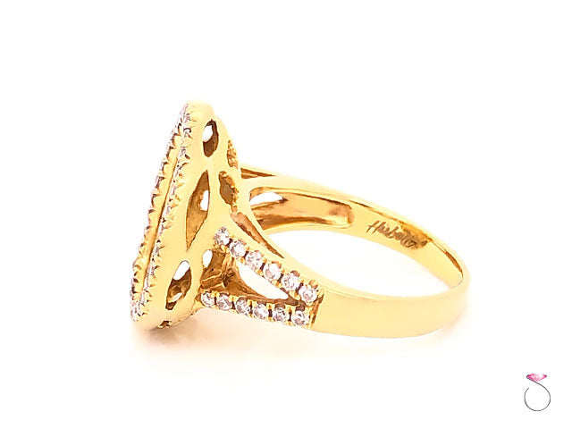 Halo Ring, Hubert Yellow Diamond Halo Ring in 18k Yellow Gold, Slice Diamond Center